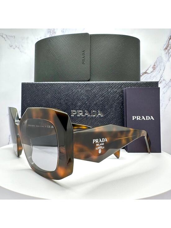New PRADA Sunglasses Brown Juniper Tortoise Gray Lens Square main image 2